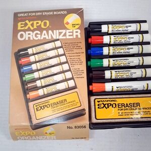 Vintage EXPO Dry-Erase Markers 6 Pack Organizer Sanford 83056 Broad tip POTENT